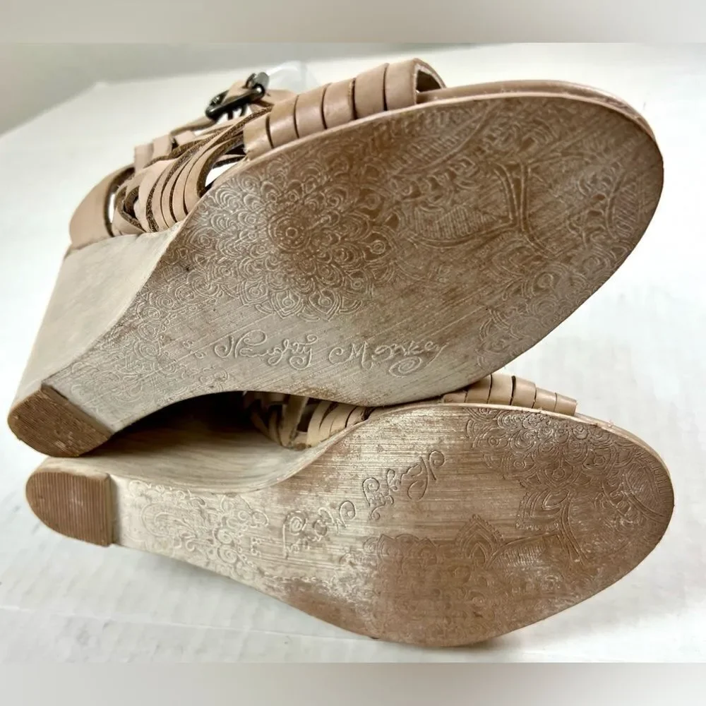 Naughty Monkey Dually Noted Leather Wedge Sandals
